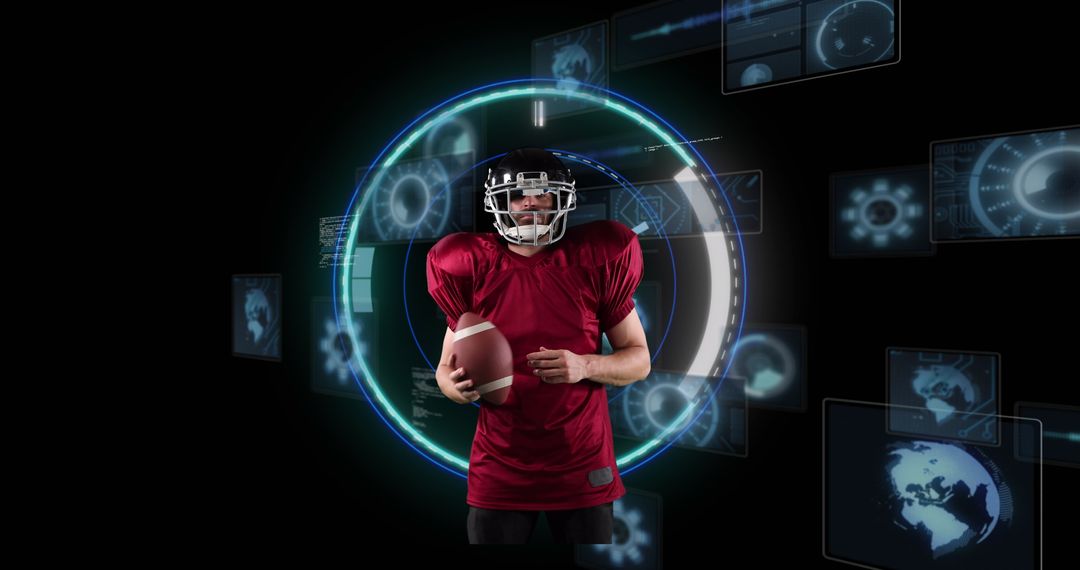 Rugby Player in High-Tech Analysis Interface Background
