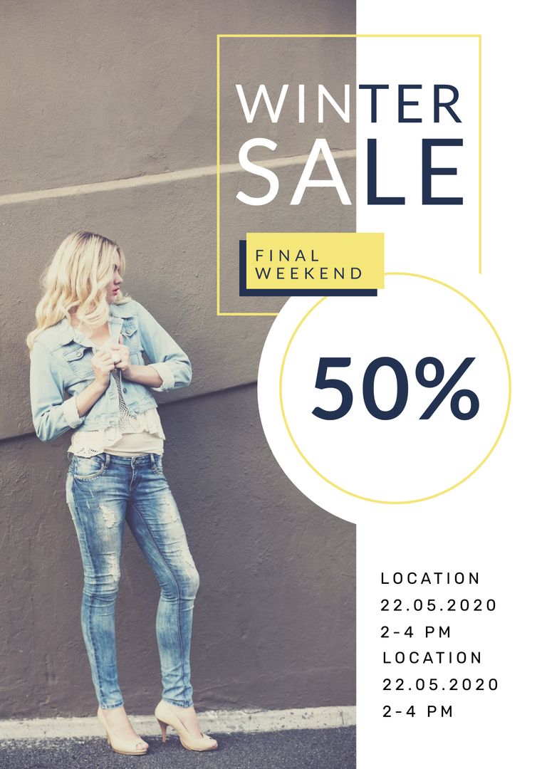Fashionable Winter Sale Advertisement with Casual Style