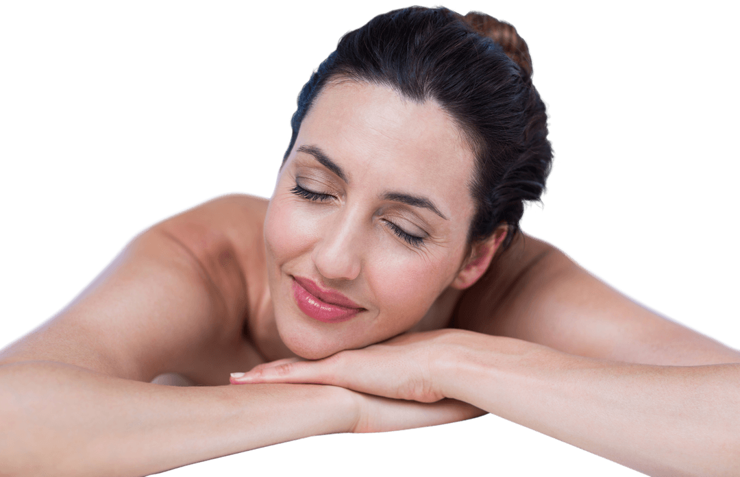Transparent Woman Enjoying Spa Treatment with Relaxed Expressions
