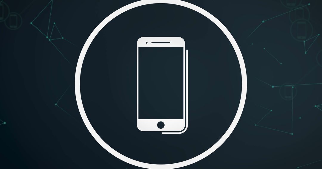 Smartphone Icon with Network Connections on Dark Background