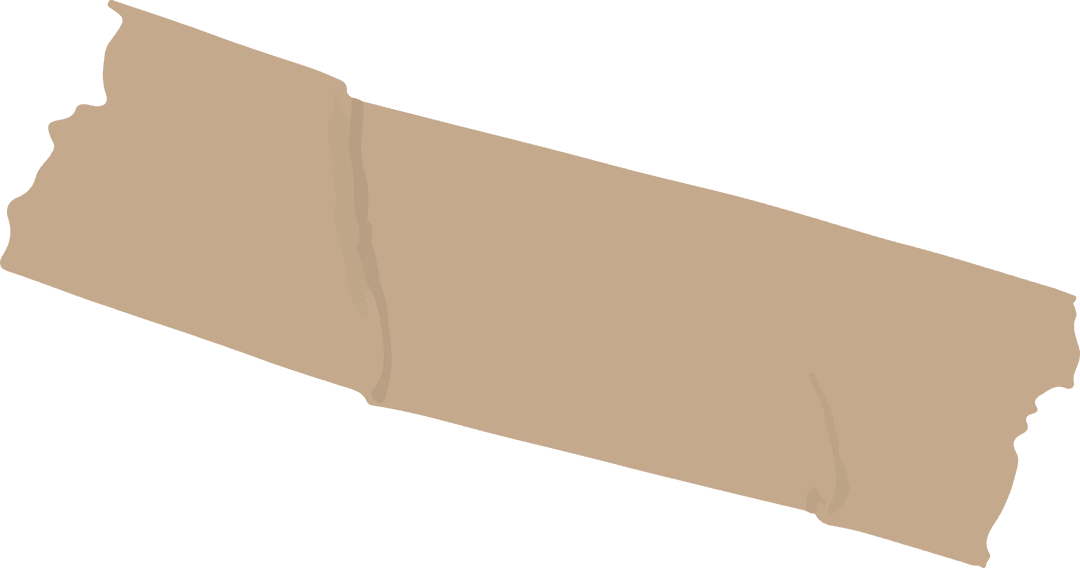 Brown Transparent Wrinkled Adhesive Tape on Clear Background