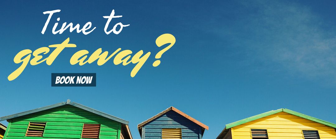 Colorful Beach Huts Against Clear Blue Sky Inspiring Relaxation