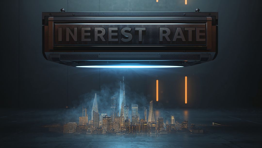 Hovering Projector Projecting Holographic Cityscape Under Blue Neon Light and Orange LEDs