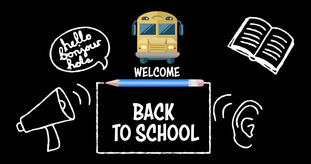 Welcome to School Chalkboard Design with Educational Icons