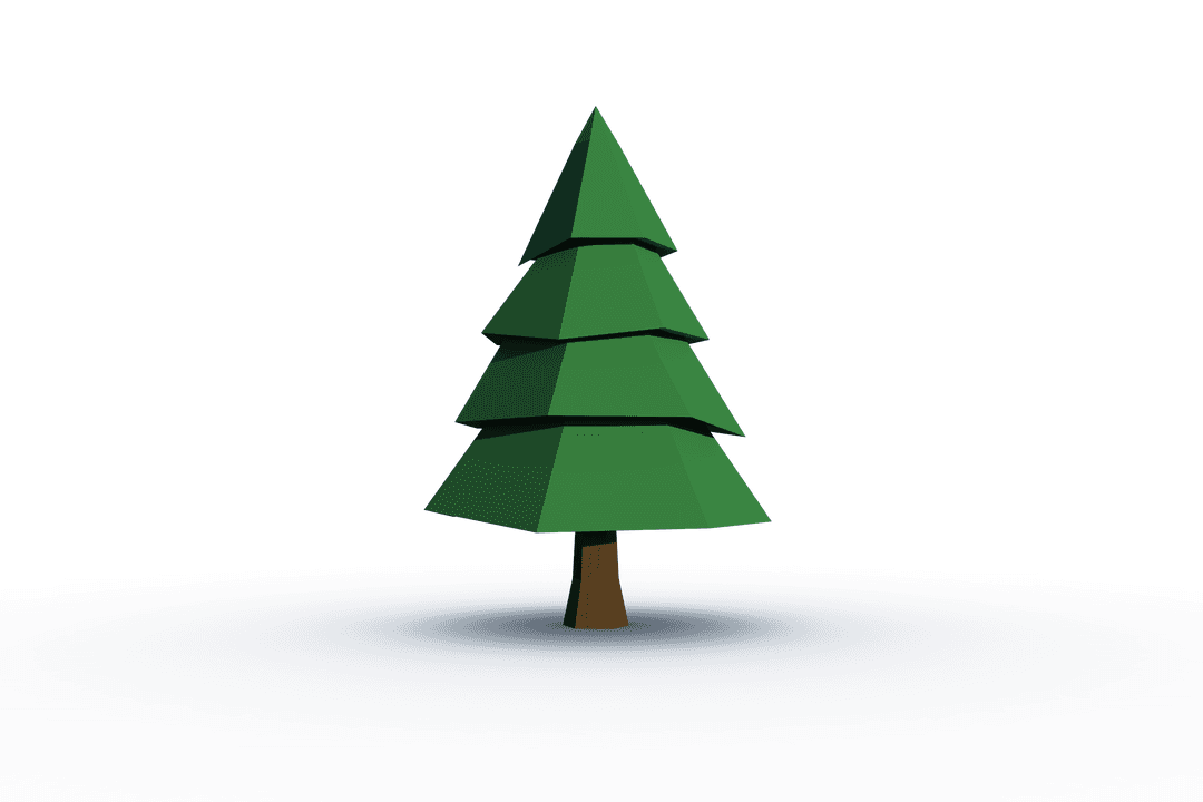 Geometric Fir Tree Illustration on Transparent Background