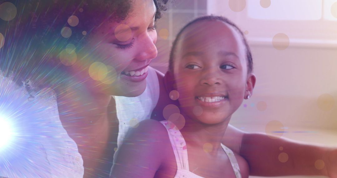 Joyful Family Cooking with Ethereal Light Effects