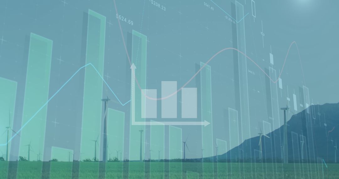Multiple Exposure of Financial Graphs and Wind Turbines in Field
