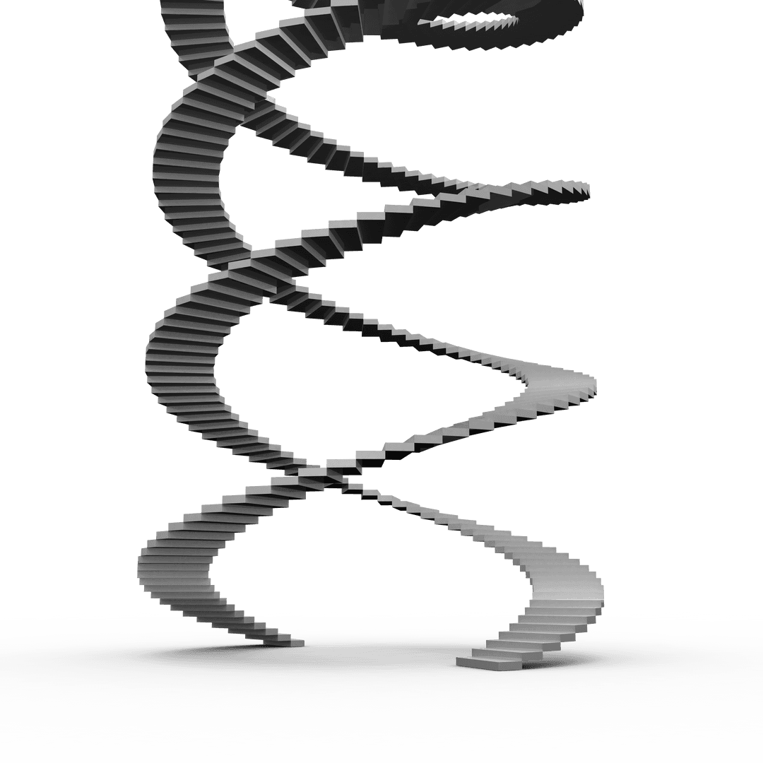 Double Helix Spiral Stairs on Transparent Background