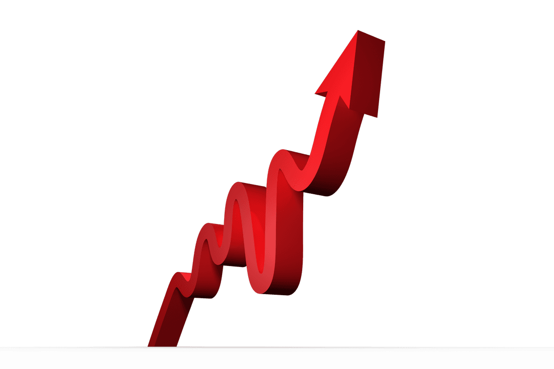 Red Rising Arrow on Transparent Background PNG Illustration