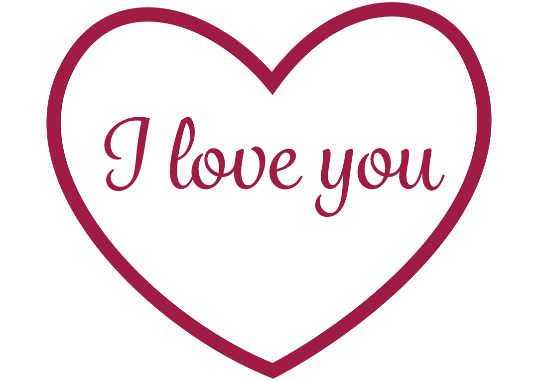 Transparent I Love You Text in Heart Icon