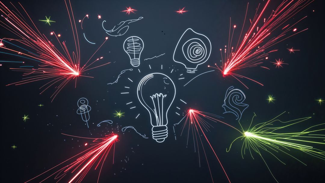 Creative Light Bulb Design with Dynamic Multicolored Sparks