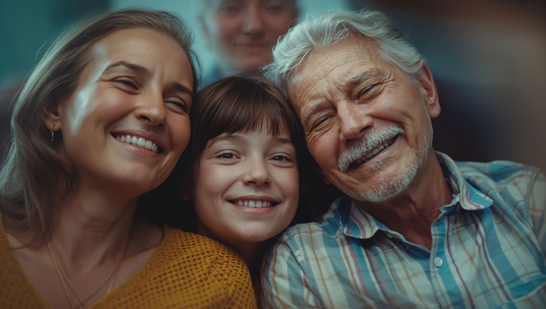 Smiling Multigenerational Family Expressing Warmth at Home