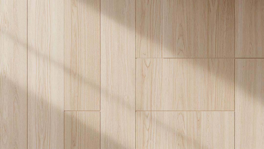 Light Oak Flooring Showing Diagonal Sunlight and Natural Wood Grain