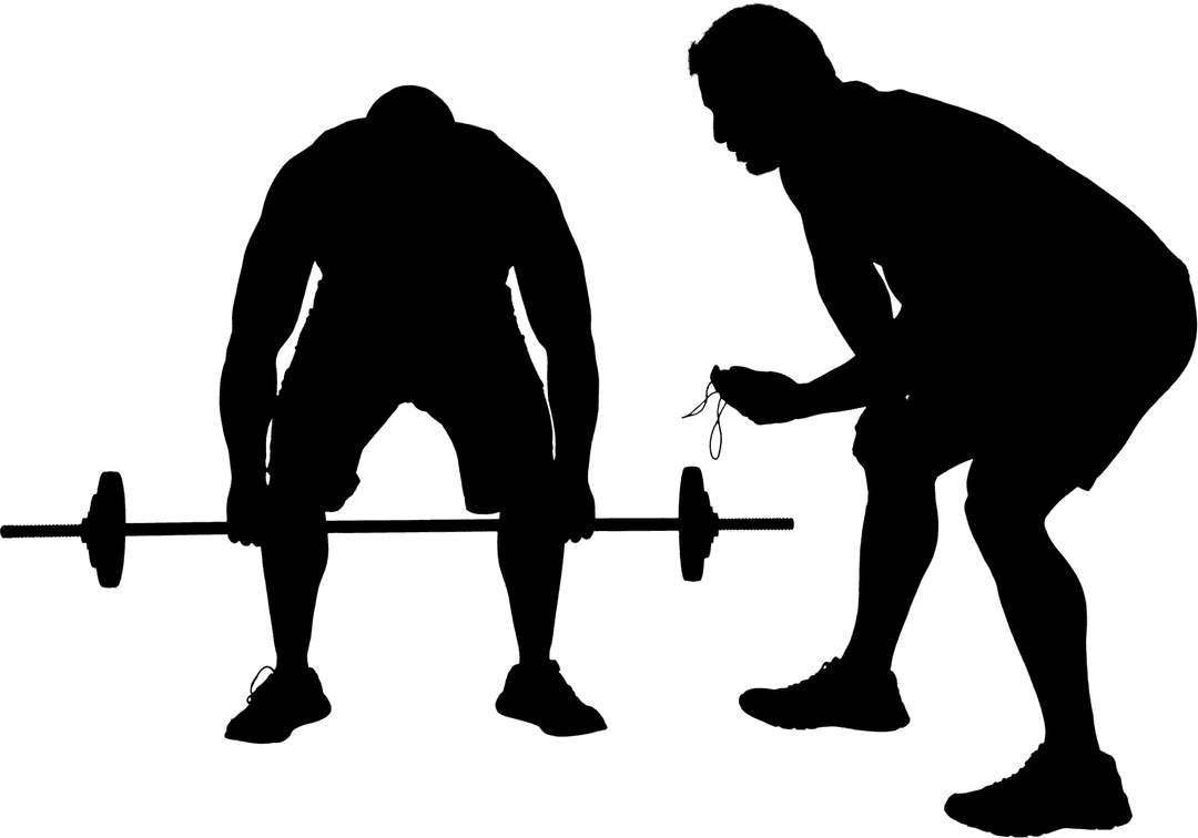 Silhouette of Athletic Men on Transparent Background