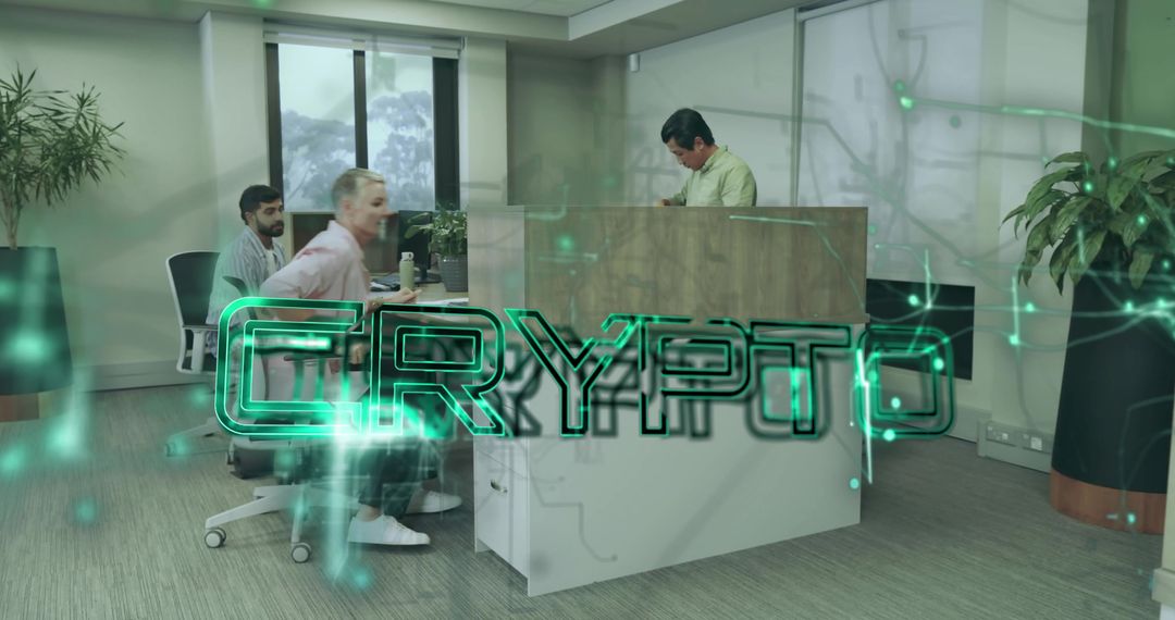 Office Team Engaged in Cryptocurrency Technology Collaboration