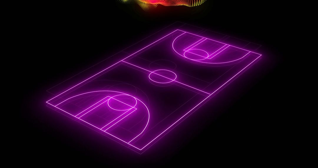 Neon Basketball Court with Dynamic Particle Wave Design