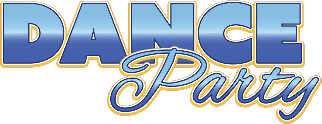 Dance Party Blue Text on Transparent Background for Fun Events