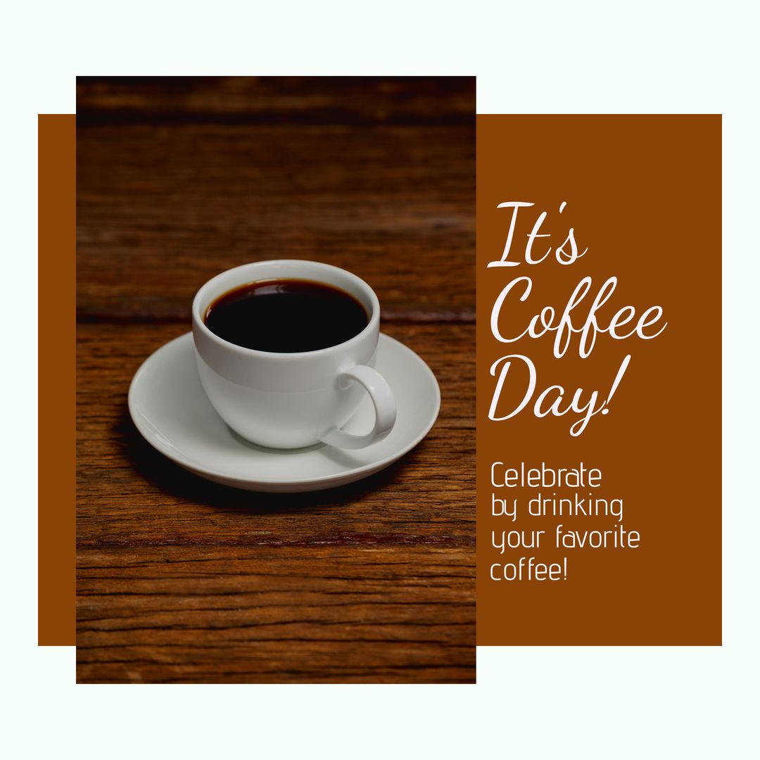Celebrating Coffee Day with a Steaming Coffee Cup on Wooden Table - Download Free Stock Templates Pikwizard.com