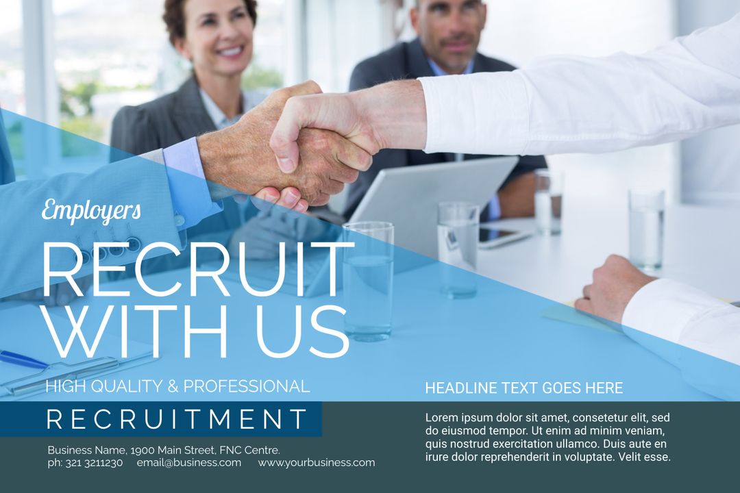 Professional Recruitment Services Banner with Firm Handshake