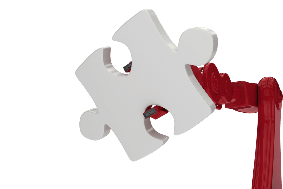 Transparent Metal Claw Holding White Puzzle Piece
