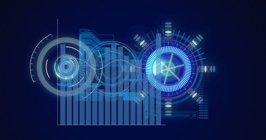 Futuristic Digital Data and Interface Technology on Black Background