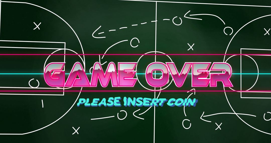 Game Over Vintage Arcade Message on Soccer Strategy Board
