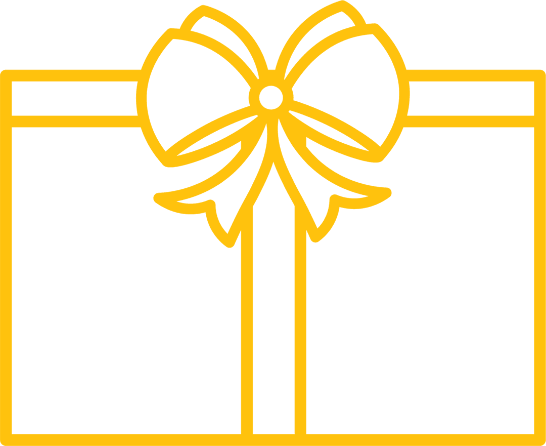 Yellow Present Box Outline on Transparent Background