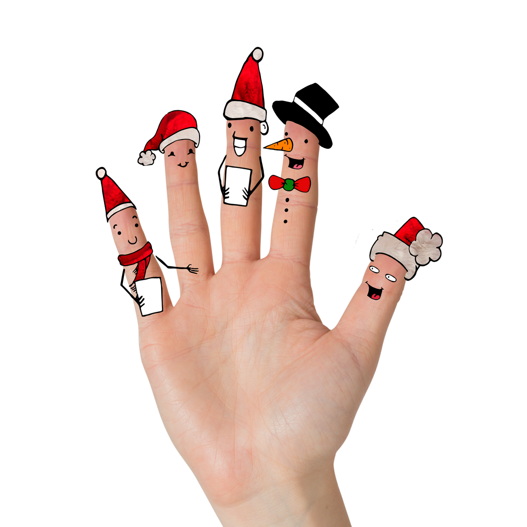 Female Hand with Christmas Puppets on Fingers Transparent PNG Photo - Download Free Stock Images Pikwizard.com