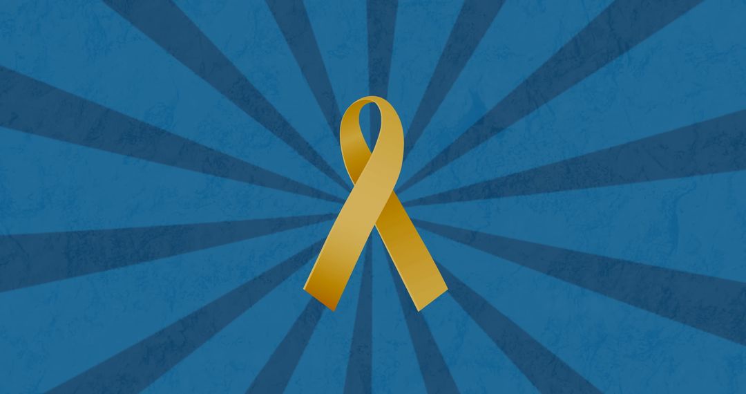 Yellow Ribbon Awareness Symbol with Blue Spinning Stripes Background - Free Images, Stock Photos and Pictures on Pikwizard.com