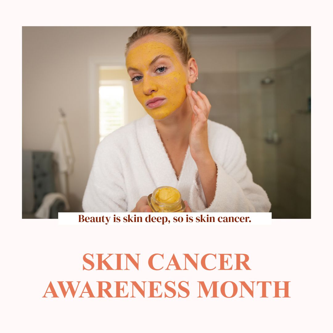 Caucasian Woman Applying Face Mask for Skin Cancer Awareness Campaign - Download Free Stock Templates Pikwizard.com