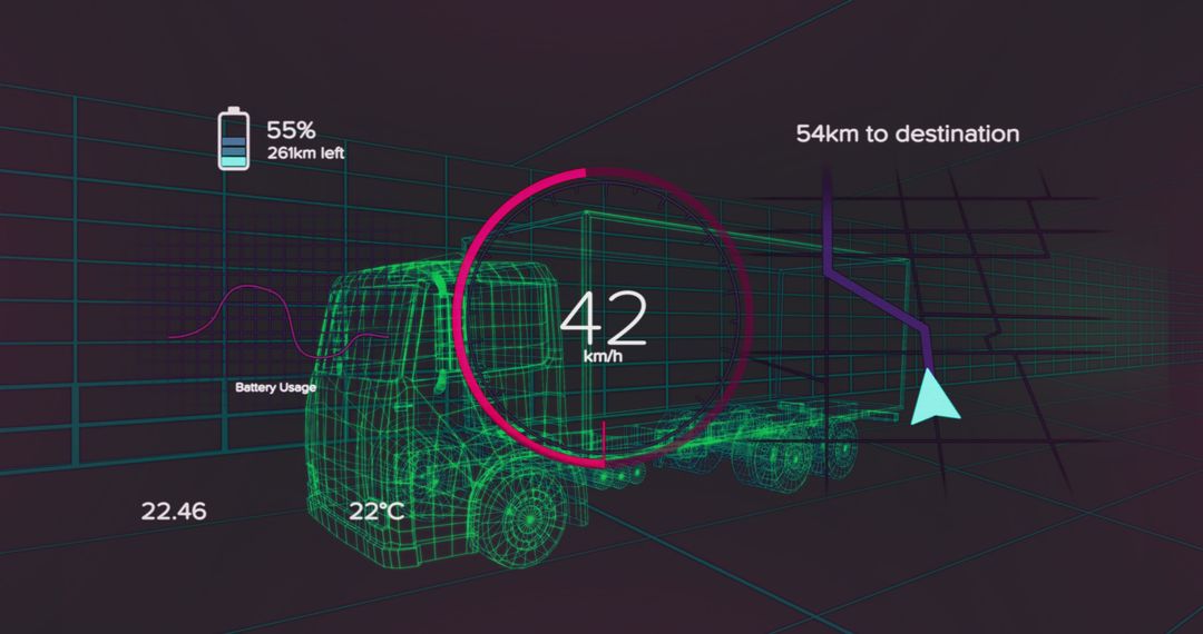 Futuristic Truck Dashboard Interface with Real-Time Data Display - Free Images, Stock Photos and Pictures on Pikwizard.com