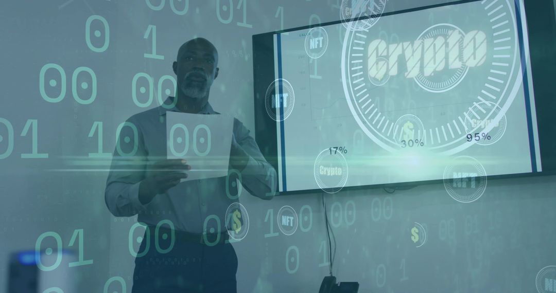 Businessman Presenting Crypto Technology Innovation Concept