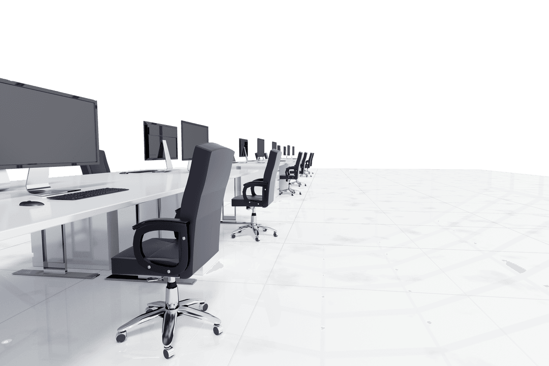 Modern Transparent Office Desk and Chair Arrangement