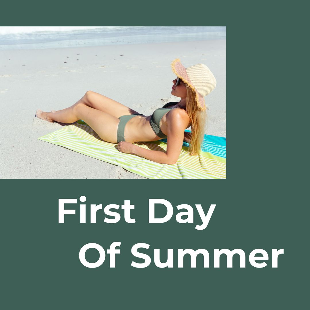 Relaxation on Sandy Beach Day with Summer Hat