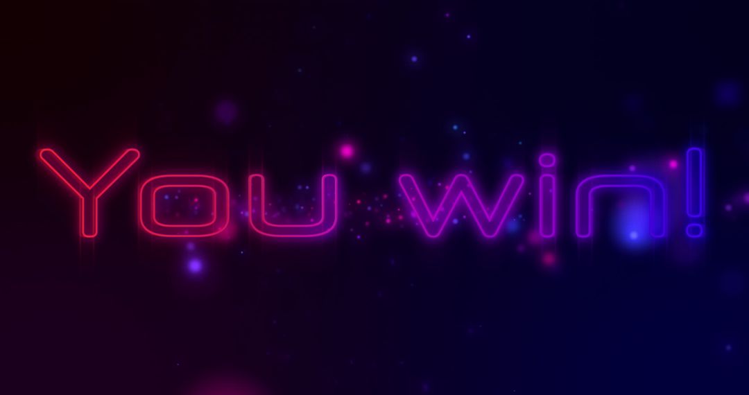 Neon You Win Text with Vibrant Blue and Red Lighting