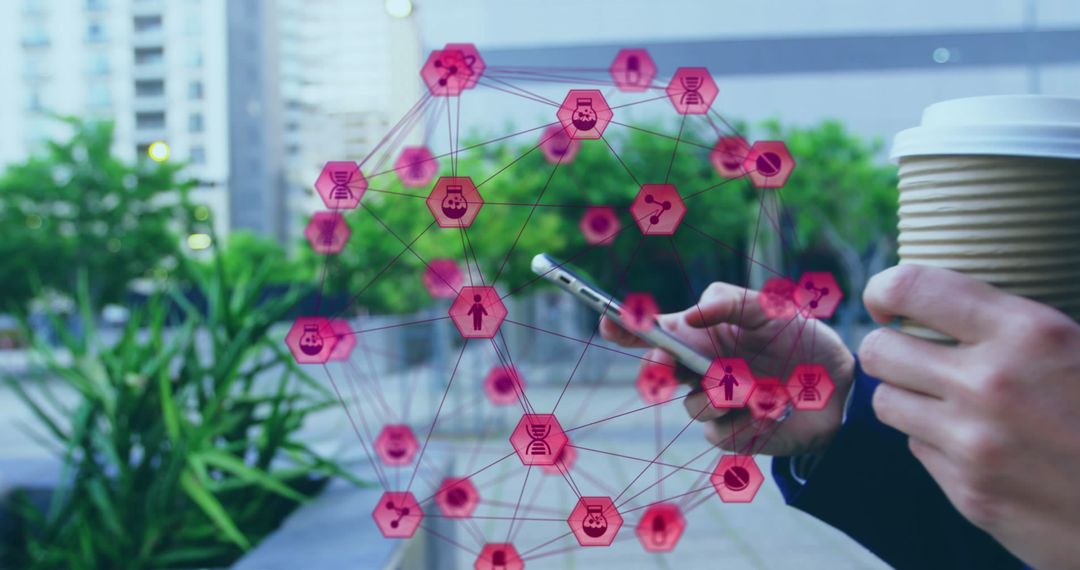 Businessman Interacting with Network of Digital Connections