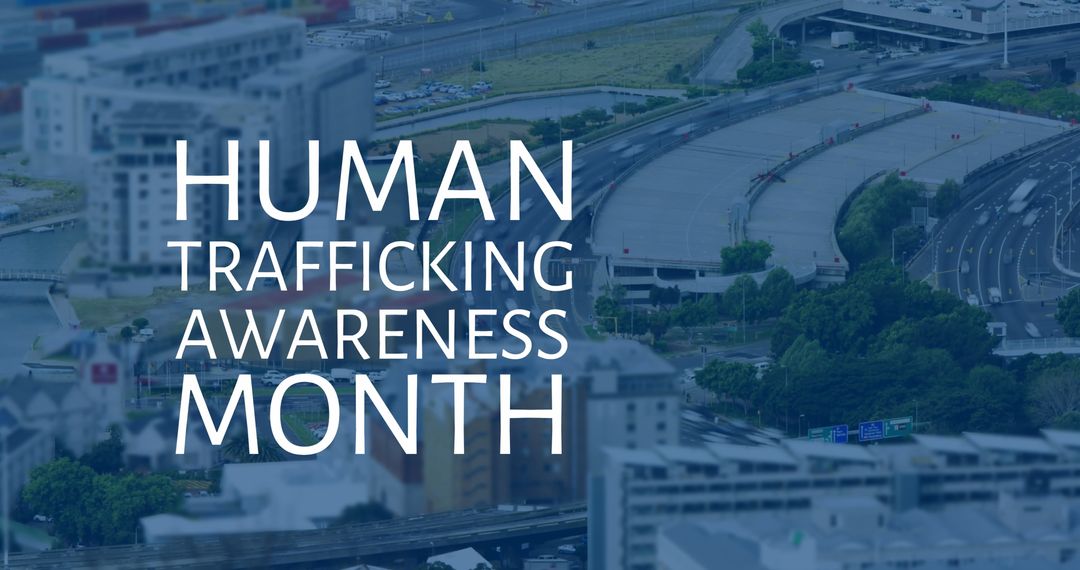 Human Trafficking Awareness Month with Urban Cityscape