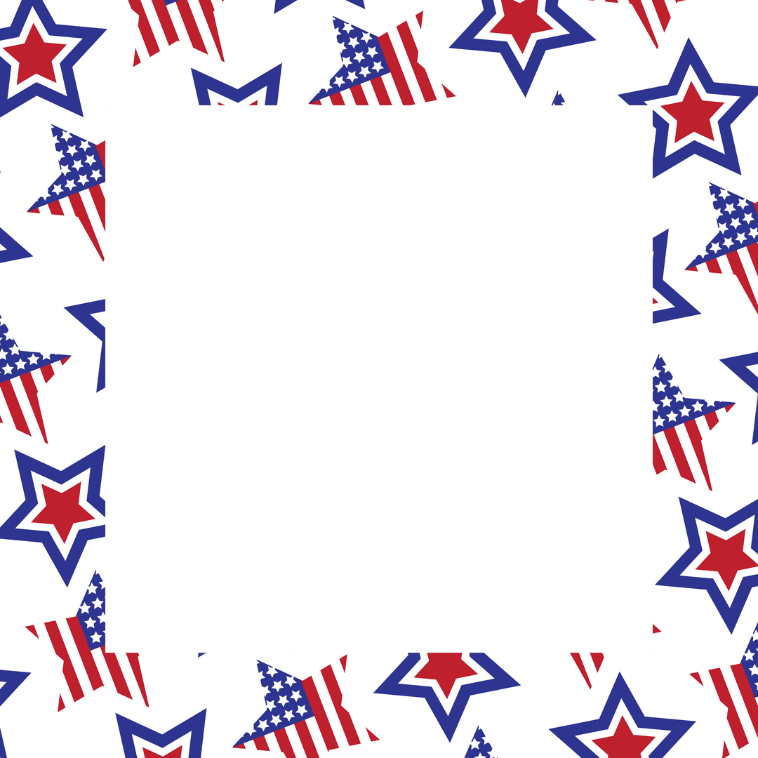 Patriotic Star Frame on Transparent Background