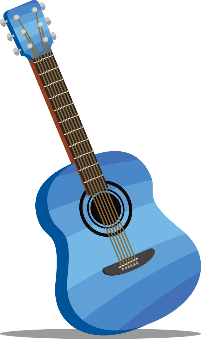 Blue Acoustic Guitar on Transparent Background Vector Illustration