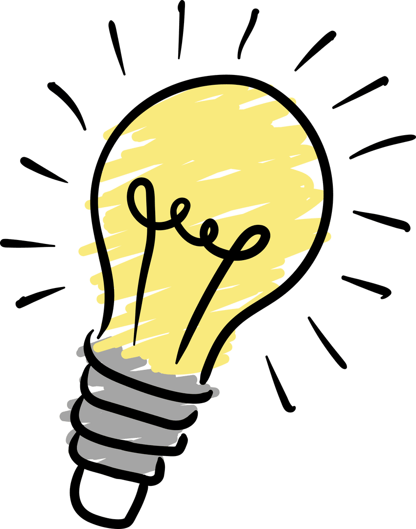 Hand Drawn Light Bulb Symbol on Transparent Background