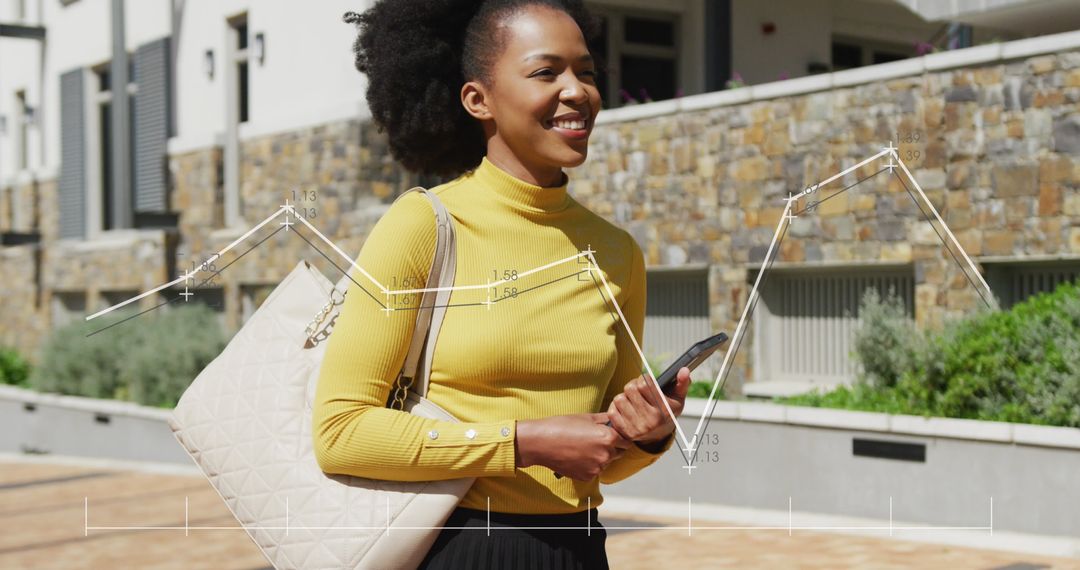 Confident Businesswoman Analyzing Financial Data Graphics