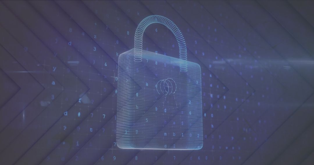 Conceptual Digital Padlock on Data Grid Background
