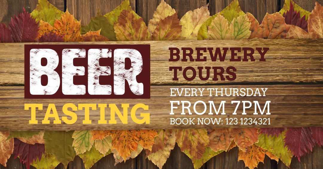 Cozy Autumn Beer Tasting Promotion with Leaf Background