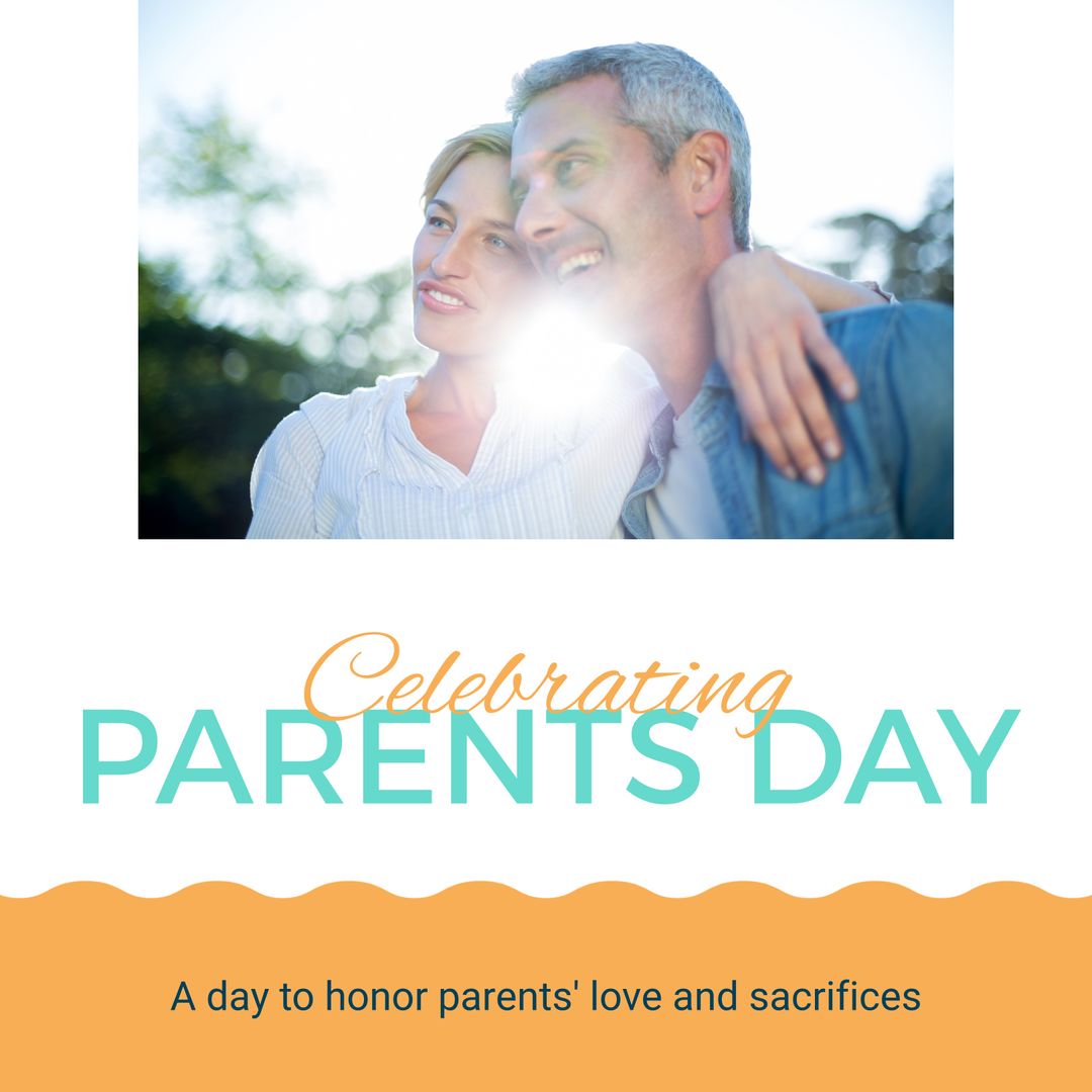 Happy Caucasian Couple Embracing for Parents' Day Celebration