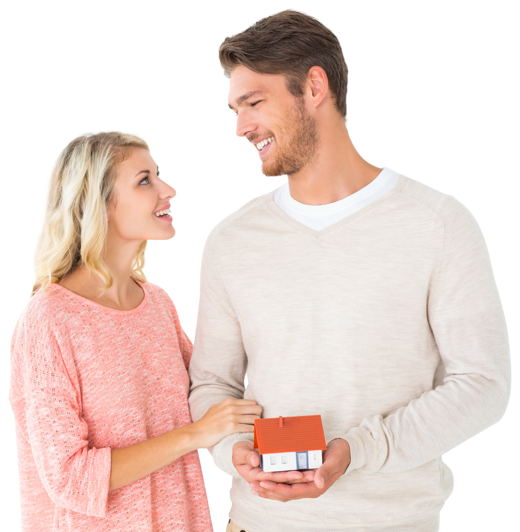 Happy Couple Holding Transparent Miniature House Model - Download Free Stock Images Pikwizard.com