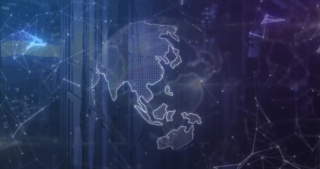 Futuristic Holographic Map Projection with Digital Nodes