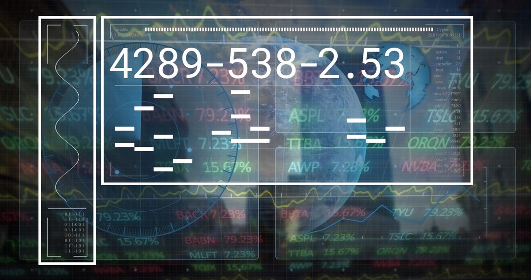 Digital Finance Interface with Glitched Data on Screen