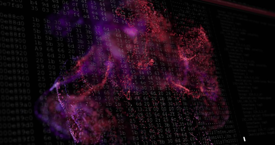 Swirling Data Particles Forming Nebula Shapes Over Console Interface