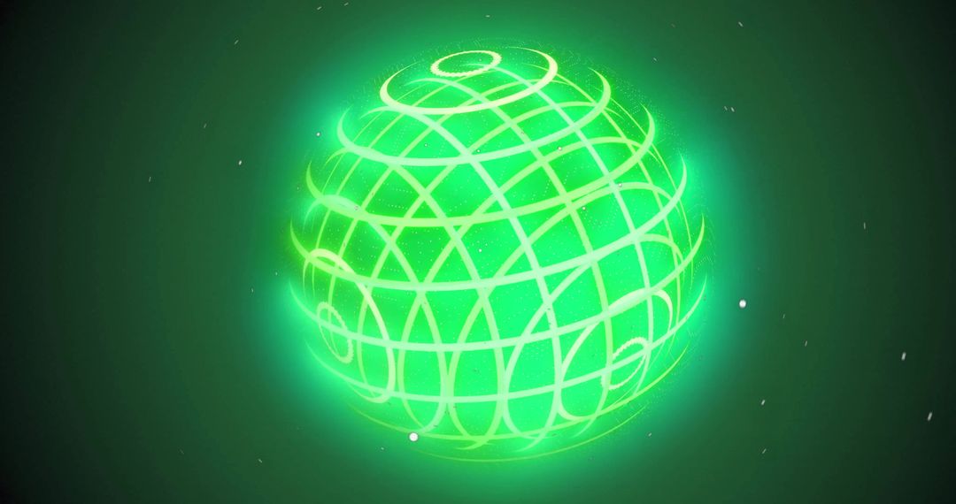 Glowing Neon Globe with Intersecting Lines on Dark Background