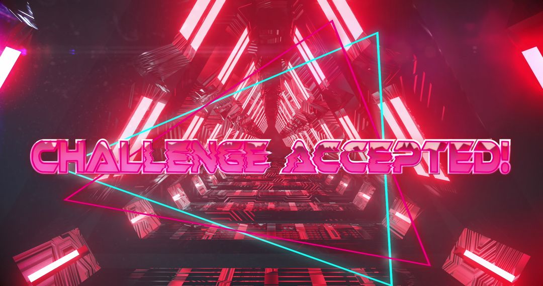 Challenge Accepted Neon Glowing Tunnel Concept Art